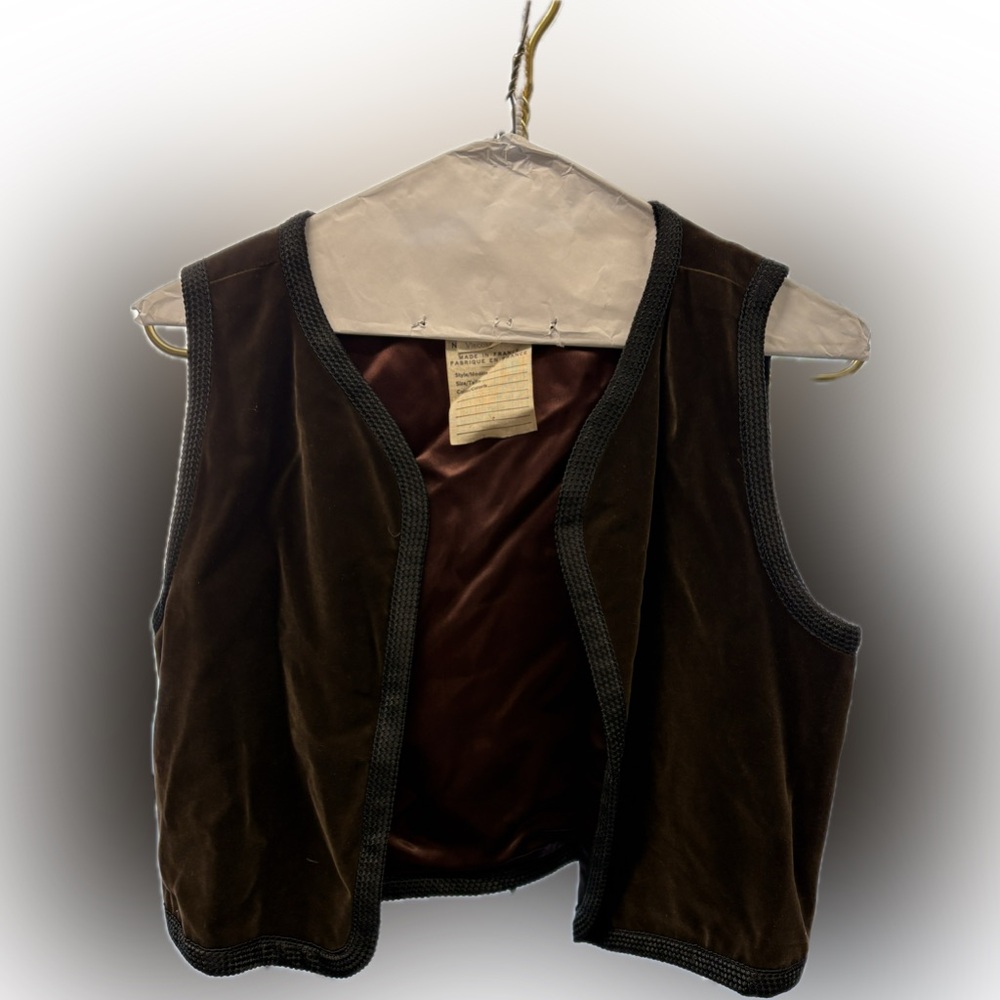 Brown Velvet Cropped Vest  vintage YSL